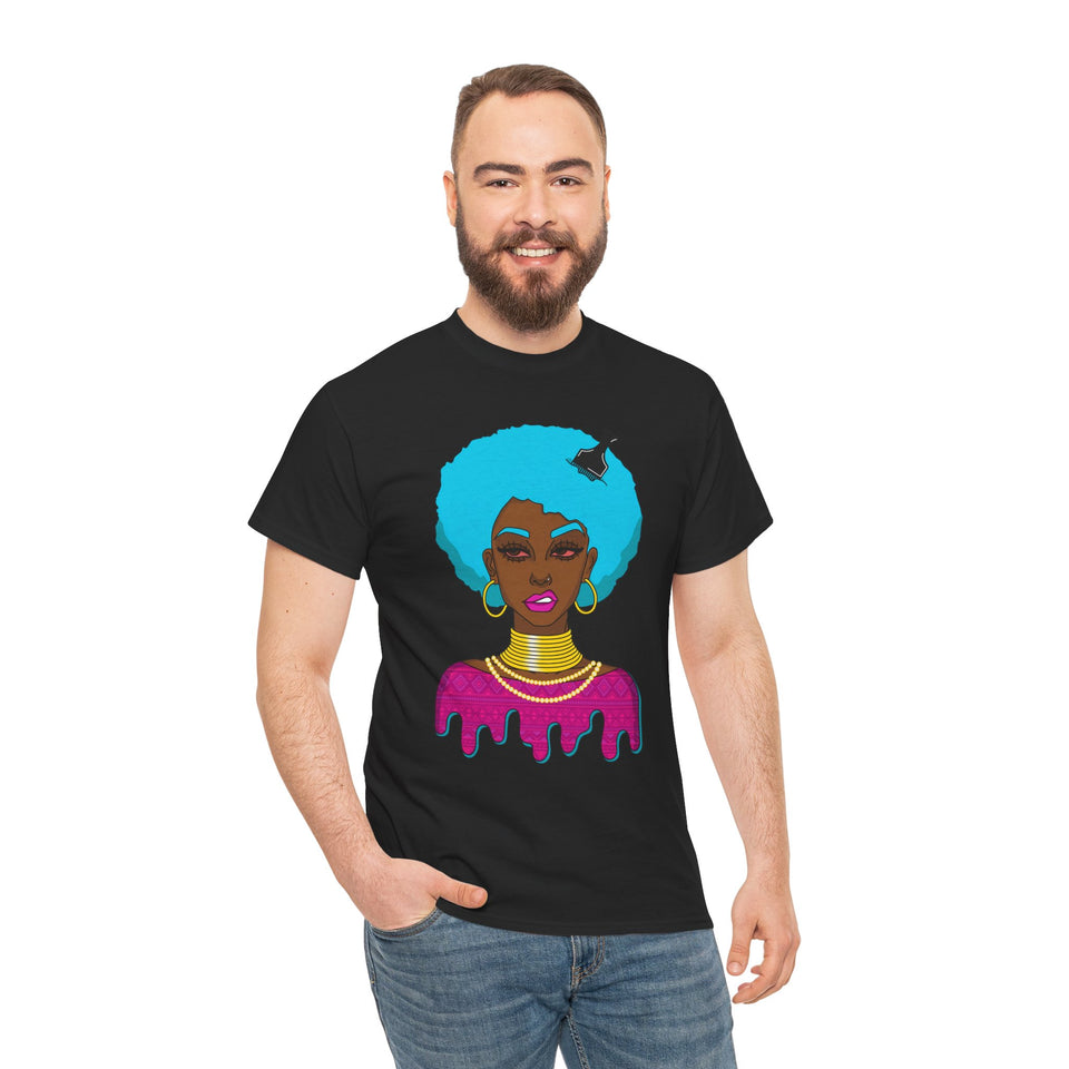 Afro-Sass Digital Art Unisex Heavy Cotton Tee by @whereiszara - Creative Wearable Art