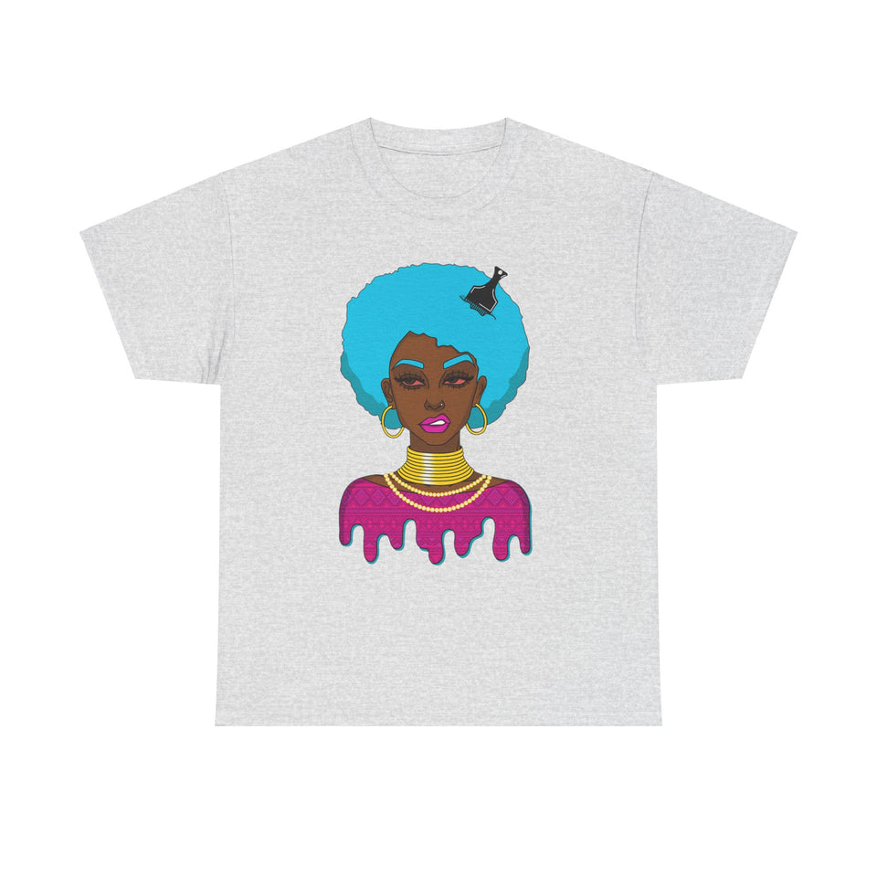 Afro-Sass Digital Art Unisex Heavy Cotton Tee by @whereiszara - Creative Wearable Art